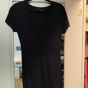 French connection tight knit navy blue flare dress